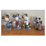 Collection of 4 Figurines Featuring Snoopy and Mickey Mouse Westland Giftware