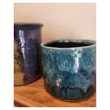 Set of 2 Glazed Studio Art Pottery Vessels