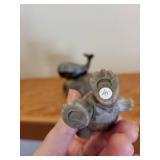 Carved Stone Animal Figurines - Bear and Whale on Rock Base