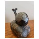 Carved Stone Animal Figurines - Bear and Whale on Rock Base