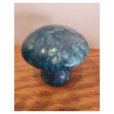 Group of 3 Stone Animal and Mushroom Figurines - Alabaster, Fossil, Amethyst