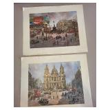 Set of 2 London City Landmark Art Prints by Alex de Andreis 1981 Times 4 Art Guildford