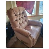 Plush Dusty Rose Pink Upholstered Recliner Armchair