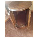 Pair of Vintage Oval Wooden End Tables with Storage