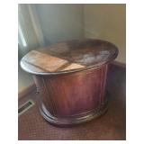 Pair of Vintage Oval Wooden End Tables with Storage