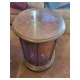 Pair of Vintage Oval Wooden End Tables with Storage