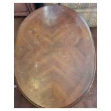 Pair of Vintage Oval Wooden End Tables with Storage