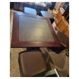 Square Storage Coffee Table with Faux Leather Top and 4 Rolling Ottomans
