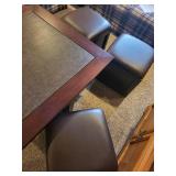 Square Storage Coffee Table with Faux Leather Top and 4 Rolling Ottomans