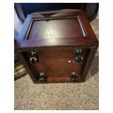 Square Storage Coffee Table with Faux Leather Top and 4 Rolling Ottomans