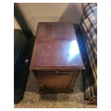 Wooden End Table with Pull-Out Tray and Storage Cabinet