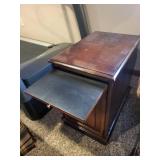 Wooden End Table with Pull-Out Tray and Storage Cabinet