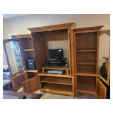 3-Piece Wood Entertainment Center with Glass Door Cabinets