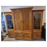 3-Piece Wood Entertainment Center with Glass Door Cabinets