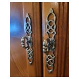 3-Piece Wood Entertainment Center with Glass Door Cabinets