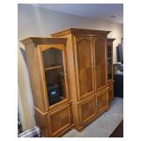 3-Piece Wood Entertainment Center with Glass Door Cabinets