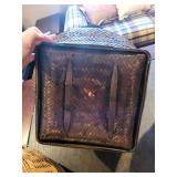 Set of 3 Woven Baskets Assorted Styles with Lids and Handle