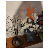 Lot of Artificial Floral Arrangements with Vases and Decorative Pieces