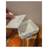 Collection of Decorative Figurines, Baskets, Glassware, and Holiday Items