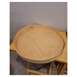 Group of Serving Pieces with Metal Caddy, Bowls, Cookie Plate, and Wooden Tray