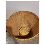 Large Woven Wicker Basket with Handles and Small Handheld Basket