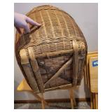 Large Woven Wicker Basket with Handles and Small Handheld Basket