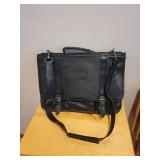 Bill Blass Black Leather Briefcase with Shoulder Strap