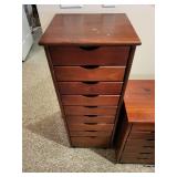 Pair of Wooden Multi-Drawer Storage Cabinets on Casters