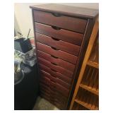 Tall Wood Chest of 10 Drawers with Dark Finish 20 x 14 x 55 Inches