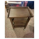 Wooden Rolling Utility Cart with Three Shelves 23x17x35 Inches