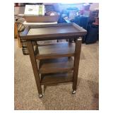 Wooden Rolling Utility Cart with Three Shelves 23x17x35 Inches