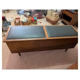 Lane Cedar Chest Bench with Black Cushion Top and Inlay Detail