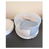 Set of 2 Plastic Food Storage Carriers with Egg Tray and Cake Carrier