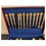 Gold-Tone Flatware Set with Decorative Case - 42 Pieces