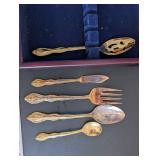 Gold-Tone Flatware Set with Decorative Case - 42 Pieces