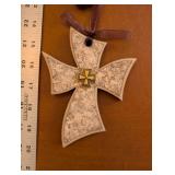 Christian Wall Art Set with Framed Jesus Portrait and 3 Decorative Crosses