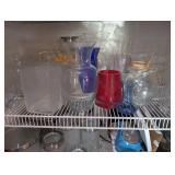 Large Kitchen Pantry Lot with Glass Storage Jars, Containers, Cookware, and Assorted Utensils