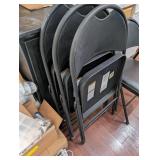 Set of 4 Black Metal Folding Chairs with Padded Seats