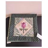 Set of 2 Quilted Tulip Wall Hangings and Swedish Woven Table Runner
