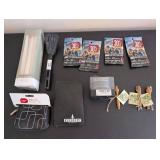 Assorted Household Items Set with Wireless Speaker, Taper Candles, Wallet, Mini Figures, and Olive Wood Tools