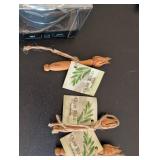 Assorted Household Items Set with Wireless Speaker, Taper Candles, Wallet, Mini Figures, and Olive Wood Tools