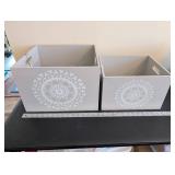 Set of 2 Basketville Decorative Wooden Storage Bins with Handles