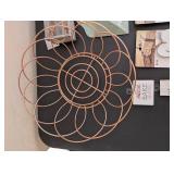 Home Decor Lot with Wire Basket, Signs, and Beaded Garlands