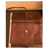 Lot of 2 Leather Bags - Red Handbag and Brown Coach Messenger Bag