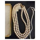 Pearl Necklaces - 3-Strand & 18-Inch Single Strand Both New with Tags