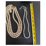 Pearl Necklaces - 3-Strand & 18-Inch Single Strand Both New with Tags