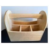 Wooden Caddy with 3 Butterfly and One Loon Ornaments (Lot of 5)