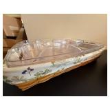 Longaberger Baskets - Handwoven Floral Lined with Plastic Inserts Dresden, Ohio USA (Lot of 2)