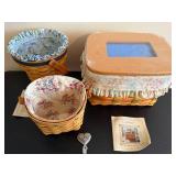 Longaberger Baskets Set - Handwoven Floral Liners (Lot of 3)