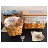 Longaberger Baskets Set - Handwoven Floral Liners (Lot of 3)